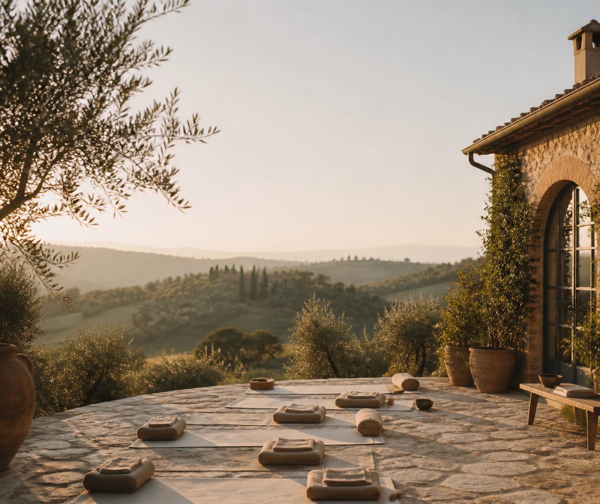Pilates retreat setting in Tuscany, Italy